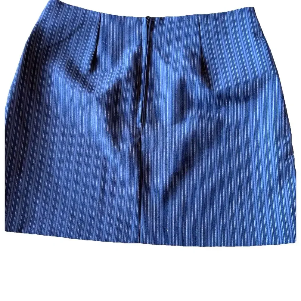 Y2K Striped Mini Skirt CLE Paris Small Gray Pin Stripes Office Corporate College